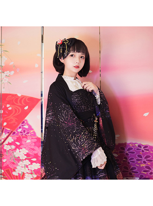 Sakura Fireworks Improved Kimono Yukata Lolita Coat