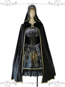 Meteorite Magic Gothic Lolita Bronzing Black Cloak