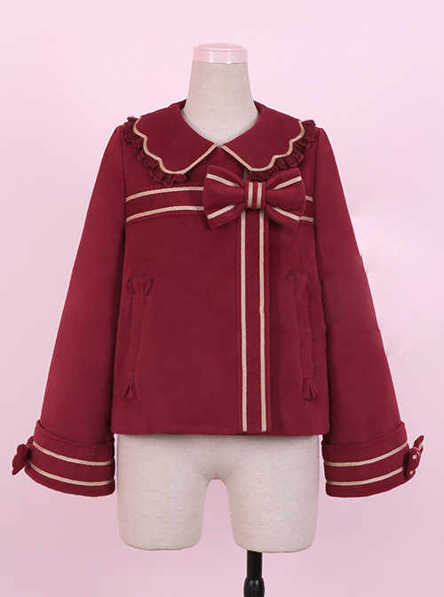 New Year Gift Box Bowknot Wine Red Lolita Coat