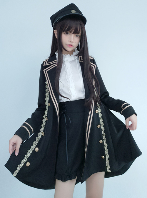 Black Military Uniform Style Lolita Coat