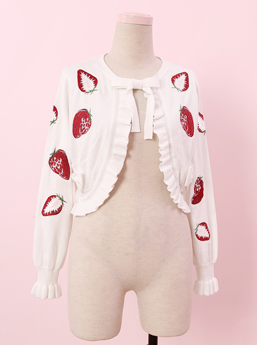 Cute Strawberry Sweet Lolita Knit Cardigan
