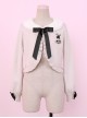 Retro Doll Rabbit Embroidery Short Detachable Fur Collar Lolita Knitted Cardigan