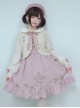 Retro Doll Rabbit Embroidery Short Detachable Fur Collar Lolita Knitted Cardigan