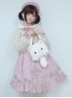 Retro Doll Rabbit Embroidery Short Detachable Fur Collar Lolita Knitted Cardigan