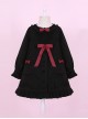 Black Ruffles Cute Bowknot Sweet Lolita Woolen Coat