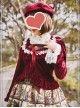 Cat's Playful Courtyard Series Wine Red Classic Lolita Small Coat