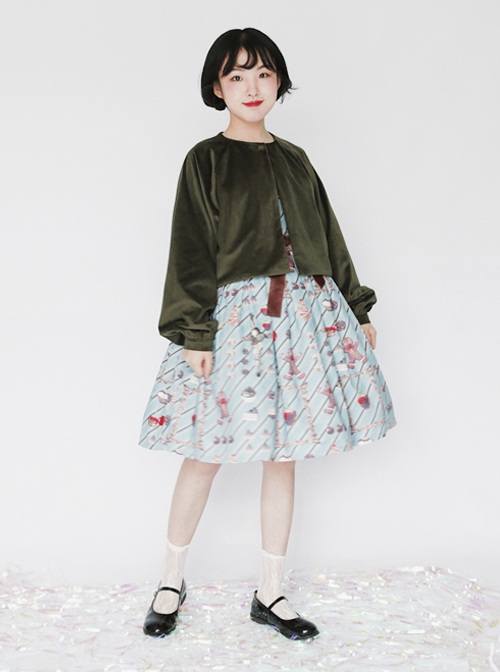 Pure Color Velvet Bowknot Lolita Loose Short Coat