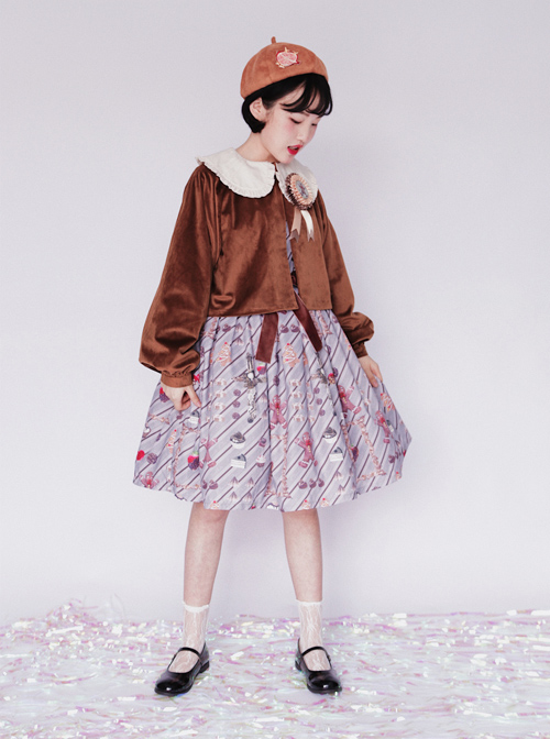 Pure Color Velvet Bowknot Lolita Loose Short Coat