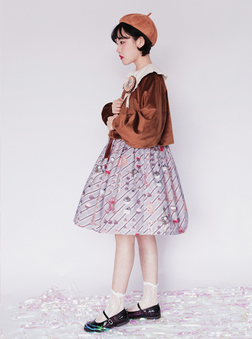 Pure Color Velvet Bowknot Lolita Loose Short Coat