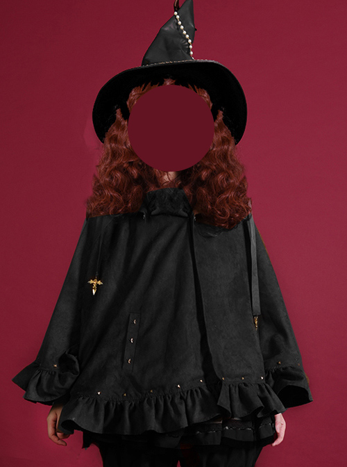 Halloween Brown And Black Suede Gothic Lolita Cloak