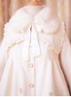 Winter High Waist Petal Edge Sweet Lolita Fur Collar Coat