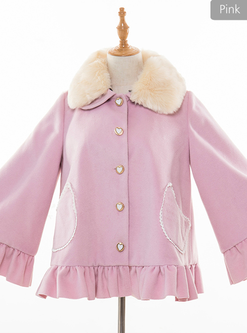 Cute Woolen Fur Collar Classic Lolita Short Coat