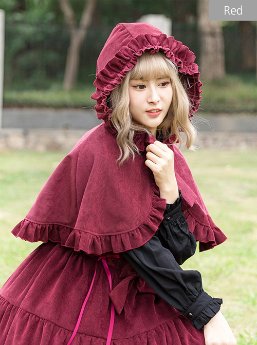 Danube Lovers Series Ruffle Pure Color Classic Lolita Cloak