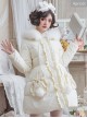 Cute Pure Color Ruffle Sweet Lolita Down Jacket With Detachable Fur Collar