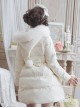 Cute Pure Color Ruffle Sweet Lolita Down Jacket With Detachable Fur Collar