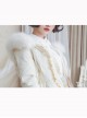 Cute Pure Color Ruffle Sweet Lolita Down Jacket With Detachable Fur Collar