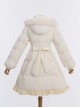 White Duck Down Pure Color Sweet Lolita Down Jacket With Detachable Fur Collar