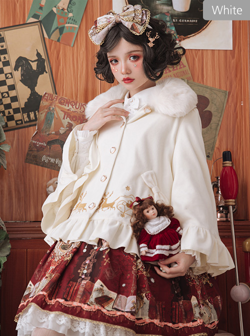 Elk Classic Lolita Cloak Coat With The Detachable Fur Collar