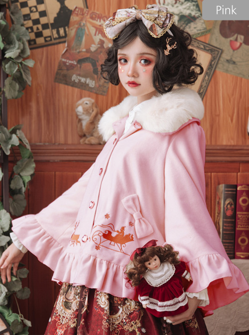 Elk Classic Lolita Cloak Coat With The Detachable Fur Collar