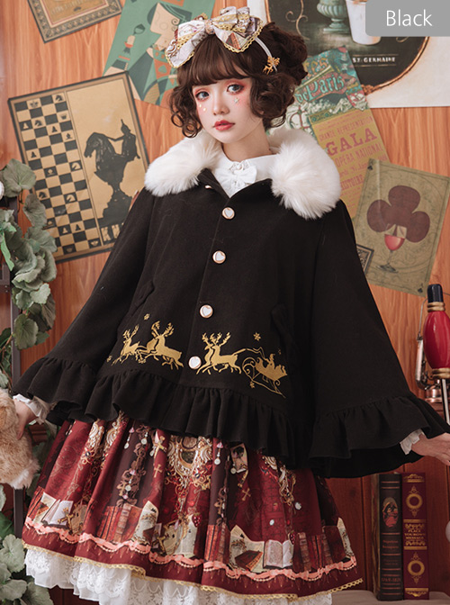Elk Classic Lolita Cloak Coat With The Detachable Fur Collar