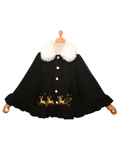 Elk Classic Lolita Cloak Coat With The Detachable Fur Collar