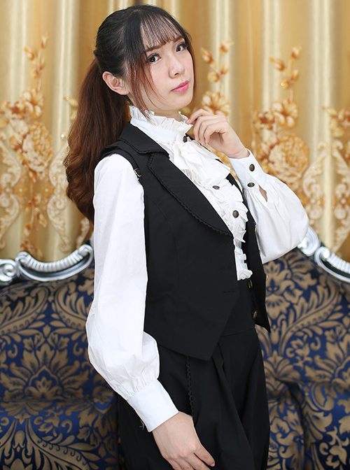 Black Chiffon Handsome Elegant Retro Classic Lolita Vest