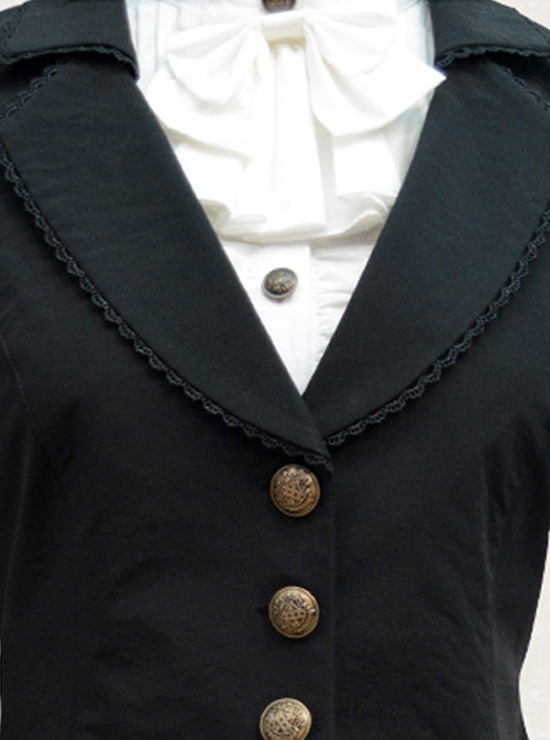 Black Chiffon Handsome Elegant Retro Classic Lolita Vest