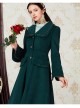 Retro Ruffle Doll Collar Classic Lolita Green Woolen Coat