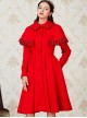 Red Single Breasted Classic Lolita Double-faced Cashmere Cloak Coat