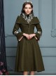 Ruffle V Collar Classic Lolita Army Green Coat