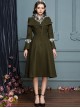 Ruffle V Collar Classic Lolita Army Green Coat