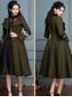 Ruffle V Collar Classic Lolita Army Green Coat