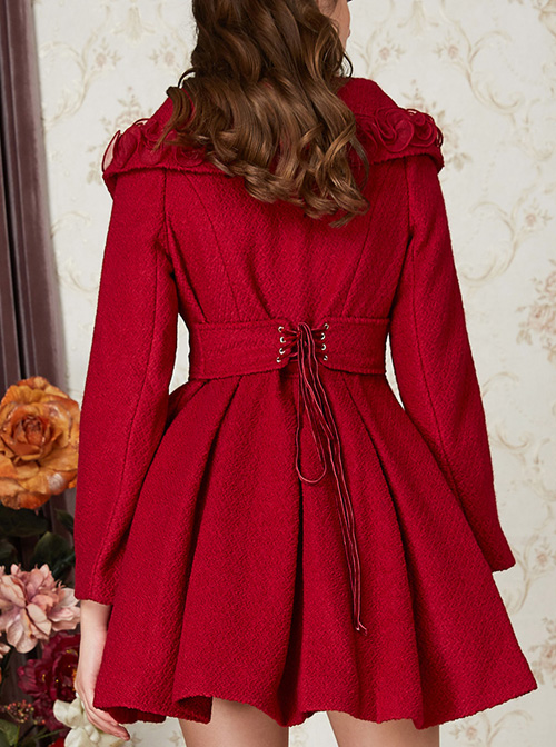 Wool Double-breasted Doll Collar Classic Lolita Red Coat