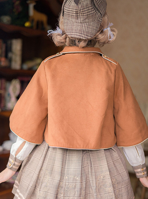 Little Bear Detective School Lolita Double-Breasted Gray Cloak