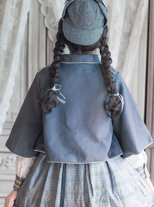 Little Bear Detective School Lolita Double-Breasted Gray Cloak