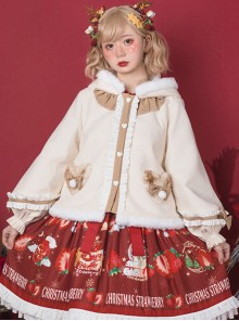 Cute Antlers Ruffle Sweet Lolita Apricot Hooded Coat