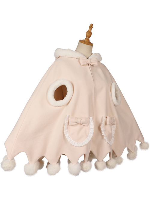 Plush Ball Cute Coat Winter Thickening Plus Velvet Sweet Lolita Cloak