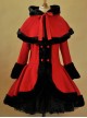 Thicken Red Slim Sweet Lolita Coat And Hooded Shawl Set