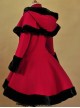 Thicken Red Slim Sweet Lolita Coat And Hooded Shawl Set