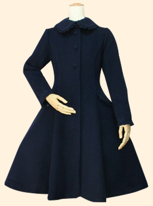 Retro Slim Doll Collar Classic Lolita Coat And Double-breasted Cloak Set