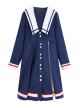 Autumn Winter Blue Navy Collar Thick Style School Lolita Coat