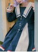 Autumn Winter Blue Navy Collar Thick Style School Lolita Coat