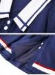 Autumn Winter Blue Navy Collar Thick Style School Lolita Coat