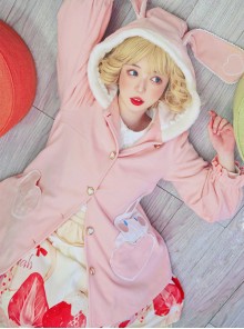 Cute Pink Rabbit Ears Sweet Lolita Woolen Coat