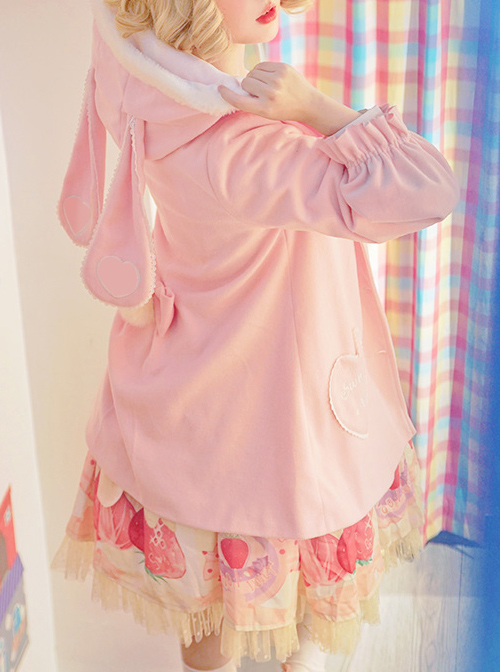 Cute Pink Rabbit Ears Sweet Lolita Woolen Coat