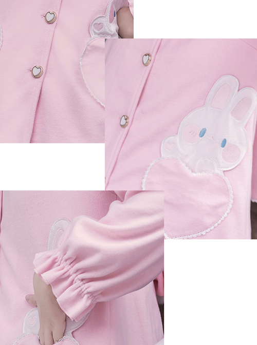 Cute Pink Rabbit Ears Sweet Lolita Woolen Coat