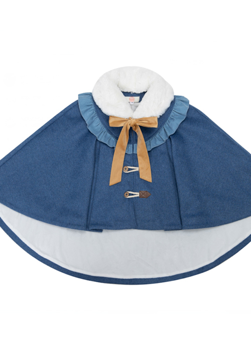 Explore The Stars Series Ruffle Retro Classic Lolita Blue Cloak