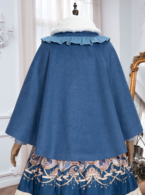 Explore The Stars Series Ruffle Retro Classic Lolita Blue Cloak