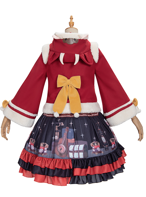 Cute Calf Red Hooded Sweet Lolita Autumn Winter Thicken Short Coat