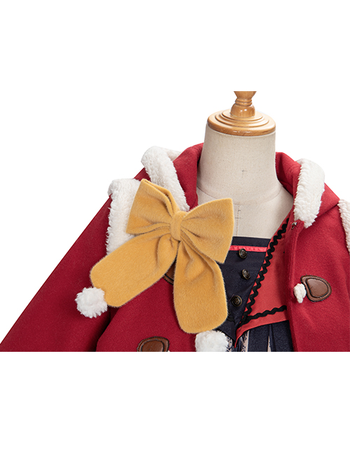 Cute Calf Red Hooded Sweet Lolita Autumn Winter Thicken Short Coat